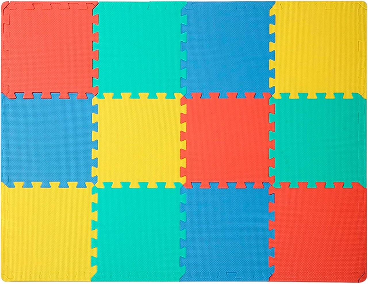 Easy Playhouse: Soft Foam Floor Puzzle Tiles – 12 Mats + 14 Borders for Kids & Adults Rooms